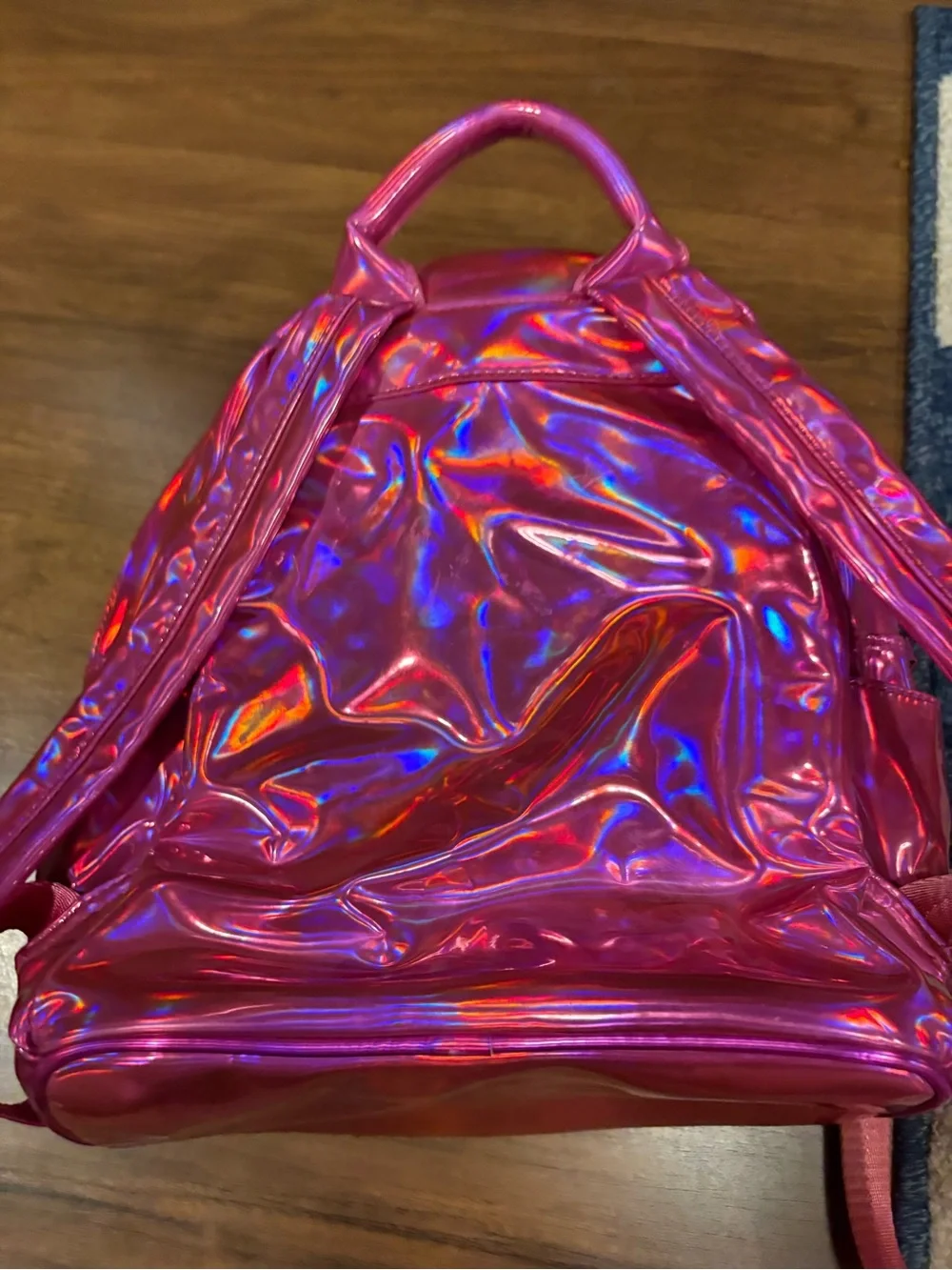 Iridescent Pink Holographic Mini Backpack